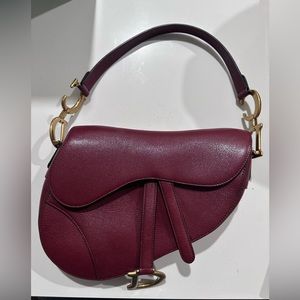 Burgundy Grained Calf Skin Dior Saddle Bag